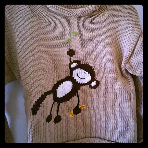 The Plantation Shop Other - Cotton! Boys 6 Tan Sweater Monkey Long- sleeved 🐒